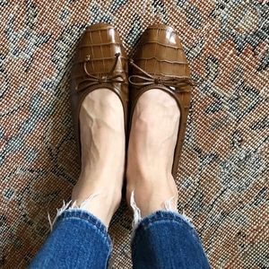 Square toe croc flats